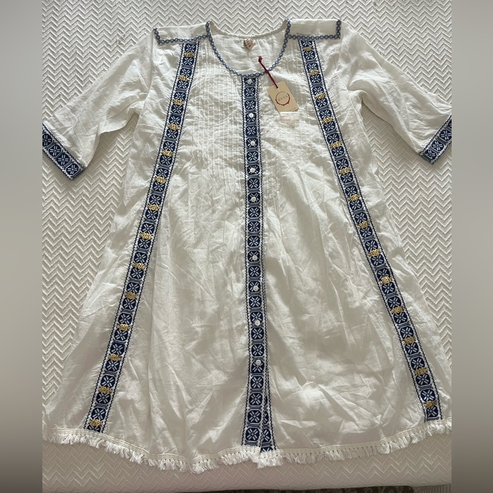 RAGA x Anthropologie White Embroidered Dress